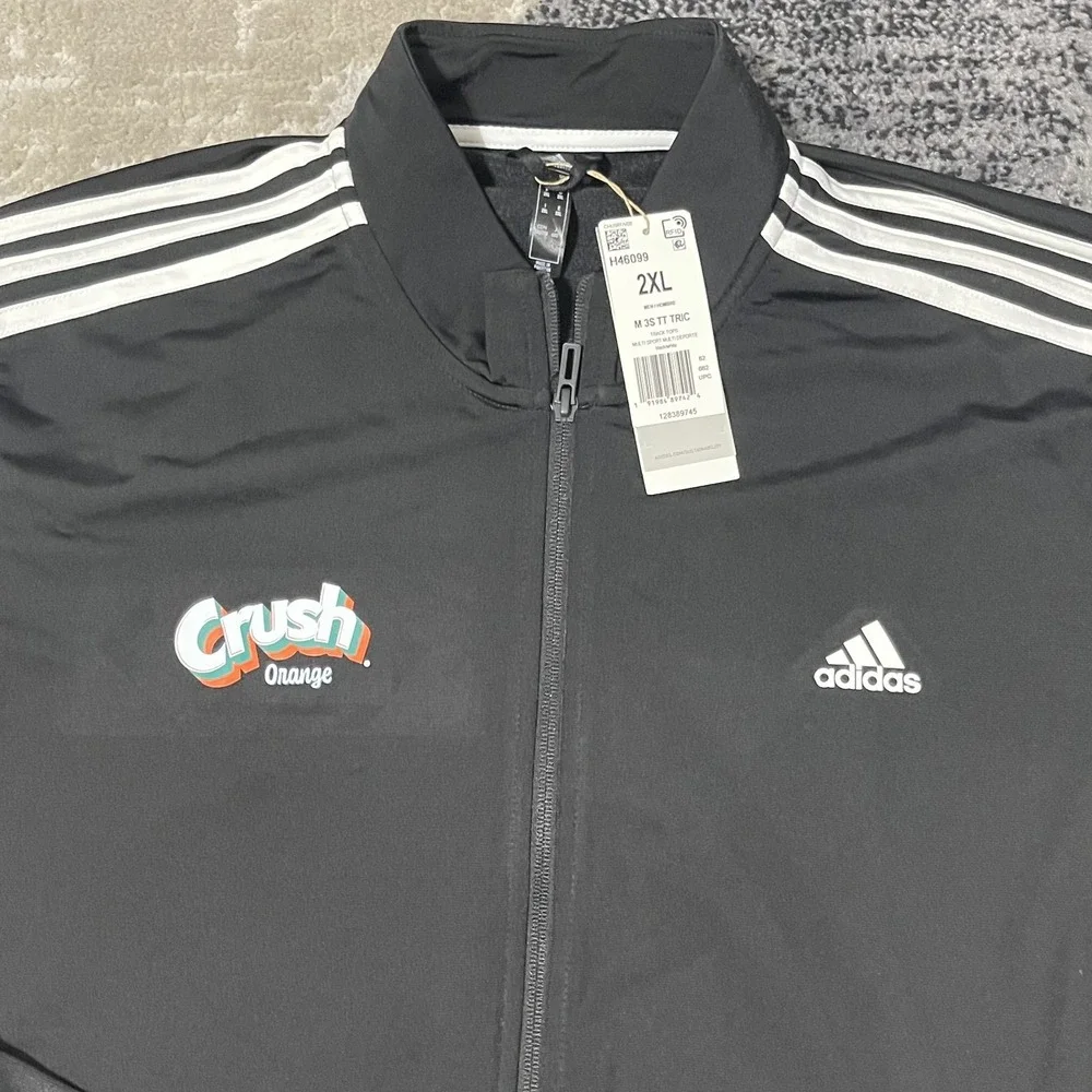 Adidas Crush Orange Track Jacket Mens 2XL Black White Sports Full Zip Primegreen
